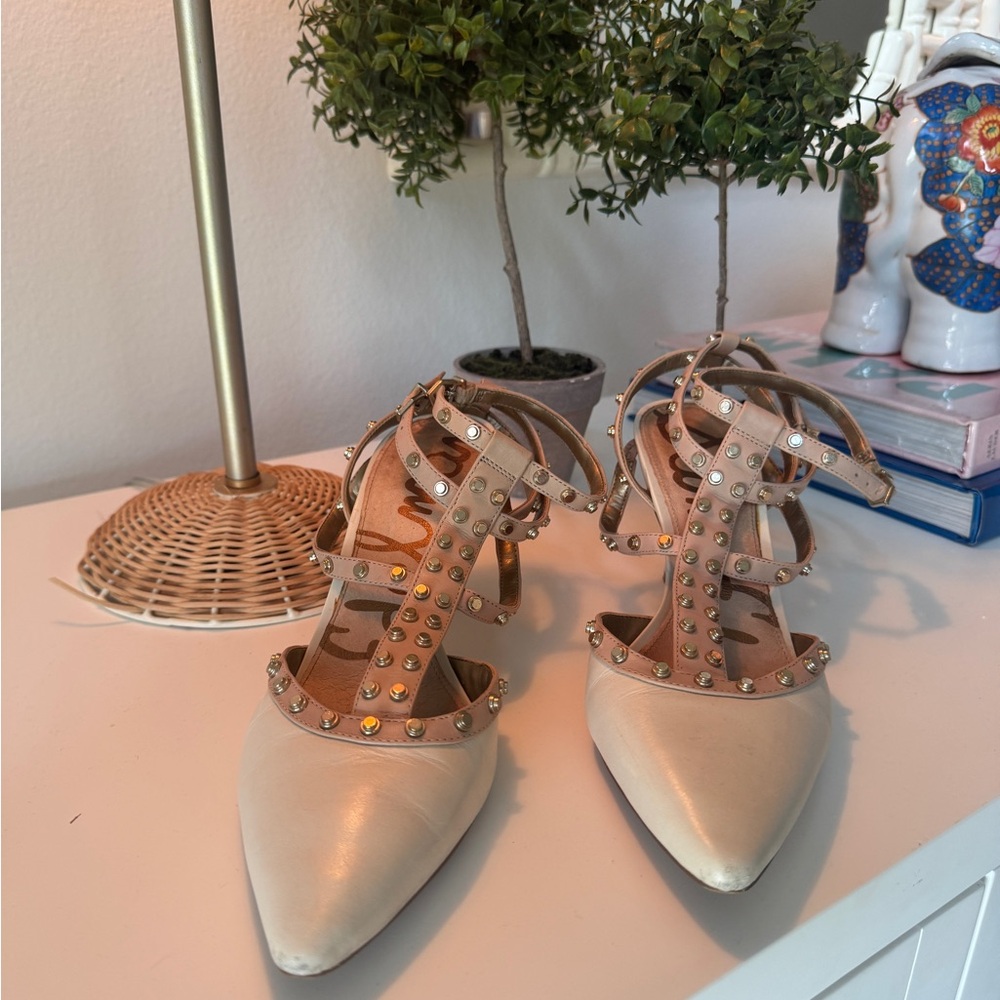 Sam Edelman Beige Studded Heels